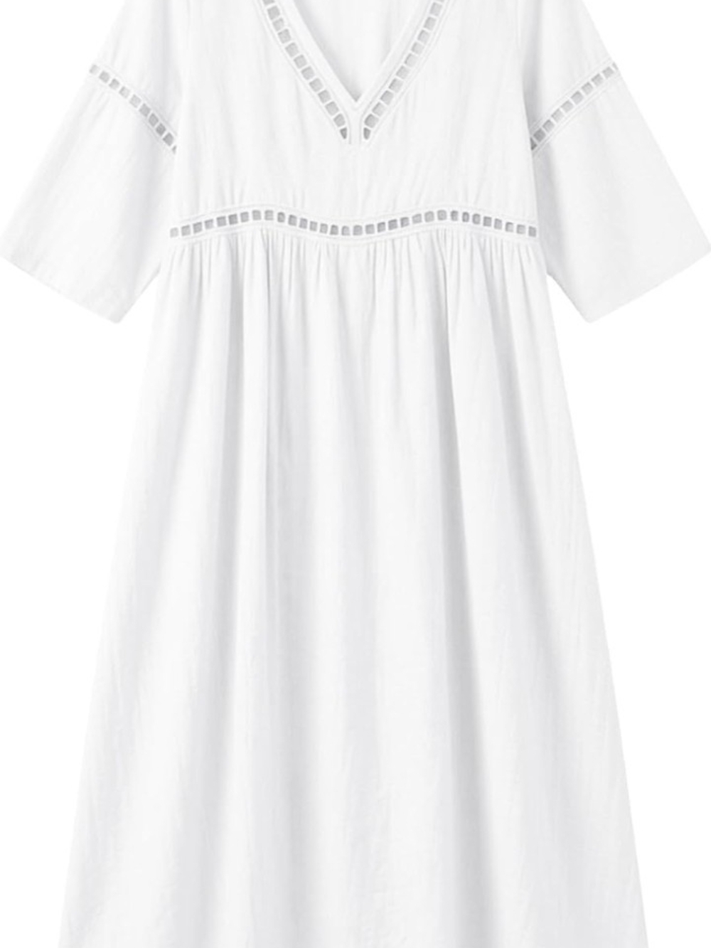 Source Unknown White V-Neck Swim Coverup with Lace Insets
